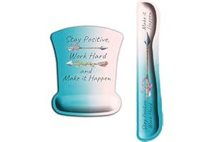 ITNRSIIET Upgraded Ergonomic Keyboard and Mouse Wrist Rest Pad Set, Non-Slip Base for Computer, Laptop, Gaming, Working, Easy Typing & Pain Relief, Inspirational Quote