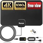 TV Aerial, Boyoye 2024 Newest Indoor TV Aerial Long 280+ Miles Range - Support 4K 1080p HD VHF UHF All TV's - Indoor Smart Am
