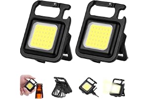 flintronic Liten COB-ficklampa, LED-ficklampa med magnet och COB-krok 500 lumen, 45 g mini LED-ficklampa uppladdningsbar nyckelring, bärbara LED-lampor för fiske, vandring, camping (kvadrat 2 st)
