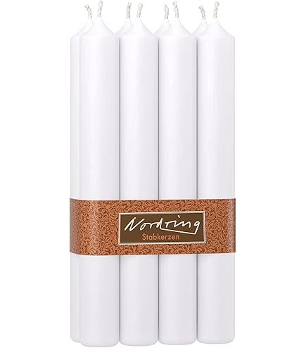 Lot de 10 bougies à tige lisses, rouges, 100 % paraffine, 6 heures de