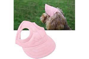 PSSOPP Dog Baseball Cap Cat Baseball Cap Pet Outdoor Cap Sunbonnet Fashionable Sun Cap Adjustable Stripe Summer Travel Hat with Ear Holes (M-Pink)