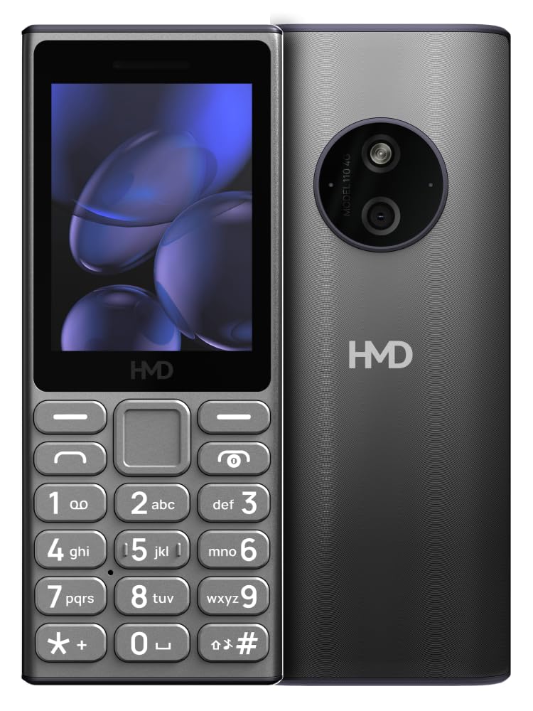 HMD 110 4G Keypad Phone with YouTube, Built-in Scan & Pay UPI App, Rear Camera, Long-Lasting Battery, Type - C Charging, Wireless FM Radio | Titanium