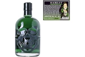 ‎HAMLET Grüner Absinth Hamlet Classic von ALANDIA | Mit Wermut/Thujon | 69% | Totenkopf-Flasche verkorkt | (1x 0,5 l)