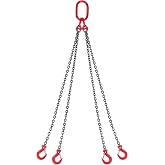 VEVOR Chain Hoist, 4 Hook Chain Sling, 6.3mm x 1.5m, High Strength G80 Alloy Steel, 6600 lbs Capacity, for Securing and Towin