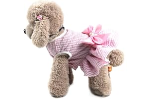 Barrageon Gatti Cani Abito Animale Domestico Camicia Gonna Carino Piccolo Media Bowknot Estate Vestito Abiti (Rosa-M)