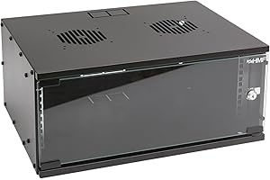 HMF Baie de Brassage 19 Pouces, Armoire réseau 4U avec Porte vitrée, Profondeur 400 mm, Coffret Mural pour Serveur, réseau et Informatique | Noir
