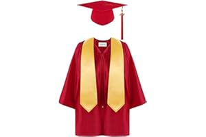 Wouke Kids Graduation Gown and Tassel Cap with Shawl Set Kids Graduation Gown Dress Set School Uniform Accessories Preschool Kindergarten Graduation Bachelor Gown Clothes 4PCS Uniform Dress Up Props