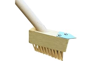 LIFESTYLE COMFORT LTD LSC Weed Remover Tool Long Wooden Handle for Cleaning Patios Garden Brush Patio Cleaner Wire Brush with Angled Wire Bristles Steel Puller for Cleaning Block Paving and Driveway (PACK OF 1)