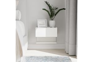 ComfortCove Wisząca Szafka Nocna, Wiszący Stolik Nocny, Ścienna Szafka Nocna, Podwieszany Stolik Nocny, Kolor: Biały, Wymiary 35x30x31,6 cm.