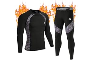 MeetHoo Bielizna termiczna Mężczyźni Bielizna Termiczna Zestaw Wiatroszczelna Funkcjonalna Podstawa Warstwa Oddychająca Termiczna Mesh & Spodnie Zimowe Sportowe Narciarstwo Bieganie