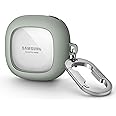 SURITCH Clear Case Compatible with Samsung Galaxy Buds 2 Live Pro FE Cover - Protective Portable Case with Keychain - Grey Green