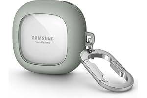 SURITCH Przezroczyste etui kompatybilne z Samsung Galaxy Buds 2 / Buds Live/Buds 2 Pro/Buds Pro/Buds FE pokrowiec ochronny przenośny pokrowiec z brelokiem do Samsung Galaxy Buds 2 szaro-zielone