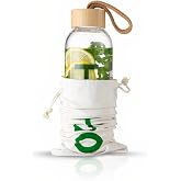 Borosilikat Cam Su Şişesi, 600 ml, Bambu Kapaklı, Isıya Dayanıklı, Bulaşık Makinesinde Yıkanabilir