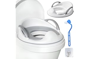 Snarflun Reducteur Toilette Enfant,Rehausseur WC Enfant,Adaptateur WC Enfant avec Coussin Poignée Dossier,Réducteur de Toilette pour Enfant/Bébé de 1 à 5 ans