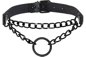 MILAKOO PU cuir Punk colliers ras du cou cercle/coeur charme collier réglable collier pour les femmes