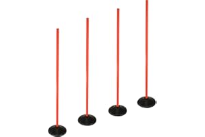 SPORTIKEL24 Lot de 4 pieds à disque combinés en caoutchouc plein et barre de 100 cm - Base en caoutchouc et barre d'entraînement pour slalom et entraînement de coordination - Pour football et sports
