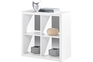 ‎STELLA TRADING STYLE Modernes Würfelregal Weiß, ideal für Faltboxen - Praktisches Raumteiler Regal mit offenen Fächern - 77 x 77 x 38 cm (B/H/T)
