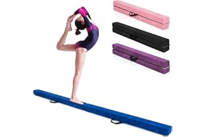GOPLUS Poutre Gymnastique Pliable 210cm, Poutre Gymnastique avec Patins Antidérapants, Surface Suède, Entraînement de Gymnastique pour Enfants et Adultes, Gain d’Espace