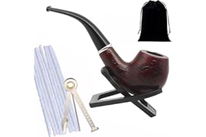 RIENAN Fajka do tytoniu, fajka do palenia tytoniu, zestaw fajek drewnianych, wykwintny zestaw fajek w stylu vintage i czarny aksamitny woreczek, prezent dla palaczy fajki