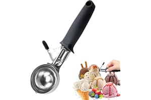 NEKAPLO Stainless Steel Ice Cream Scoop with Trigger – Effortless Scooping and Non-Stick Coating for Perfect Servings