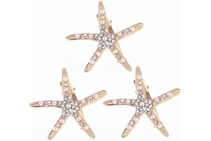 QIQIQIAQIA 3Pcs Pearl Starfish Rhinestones Hair Clips Mermaid Hair Accessories for Girls & Women Bridal Hair Clips for Weddings Kids Hair Pins for Parties, Photography, Beach Holidays & Festive Occasions