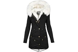 GÉNÉRIQUE Parka Femme Hiver Manteau Long À Capuche Chaud Épaissir Coupe-vent Outercoat Chic Et Elegant Avec Fermeture Éclair Veste Grande Taille Manteaux
