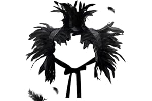 JWDMHSJ Federkragen, Gothic Feder Achselzucken Schal Poncho Federumhang Feder Achselzucken Halloween Schalkragen Feder Cape schwarz federumhang schwarz für Fasching Karneval Cosplay Maskerade