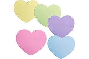 Okaywork Notes Super Sticky, Postit, pour Post it Coeur, 600 Feuilles Forme de Coeur Auto-Adhésif Couleur Notes Adhésives, pour Prise de Notes, Listes de Tâches et Rappels (5 Couleurs, 50 x 43 mm)