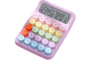 tinysiry Calculadora de escritorio con pantalla grande de botón redondo, calculadora alimentada por batería para oficina, escuela, hogar, calculadora de escritorio de función estándar Violeta
