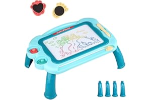 SWBBURICHY Ardoise Magique Enfant Tableau de Dessin Magnétique Effaçable avec Pieds à 4 Couleurs, 2 Tampons et 1 Pinceau Magnétique-Peinture Jouets et Cadeau d'anniversaire Noël (unique, vert)