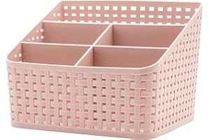 Fai Top Kosz do przechowywania, pudełko na kosmetyki, organizer, tworzywo sztuczne, pudełko do przechowywania na biurko, do biura, sypialni, blatu roboczego, domu, plastik, róża, 5 siatek