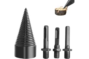 ZLFCYPHERIA 42 mm Holzspalter Schraube Kegel, Brennholzbohrer mit 3 Bohrgriffe, Kegelspalter Brennholzspalter Bohrer, präzise & schnelles Spalter für Holz elektrische Holzspalter