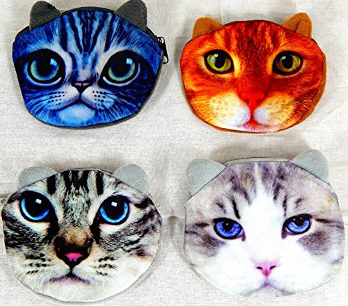 Preisvergleich Produktbild Geldbörse Katze 4er Set niedliche Geldbeutel mit Katzenmotiv