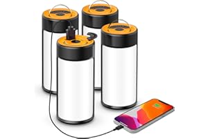 CT CAPETRONIX Camping Lights, Rechargeable LED Camping Lanterns with 400LM 5 Light Modes Water-Resistant, Portable Emergency Tent Lights for Camping Power Cuts Hiking, (Orange, 4-Pack)