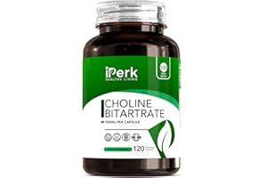IPERK Choline Bitartrate Supplement 700mg 120 Capsule Nootropics Supplement Non-GMO, Suitable for Vegetarians & Manufactured in The UK