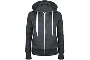 MASRIN Felpa da donna Full Zip Giacca per le mezze stagioni, in tinta unita, con cappuccio, giacca college leggera, con cappuccio, in cotone