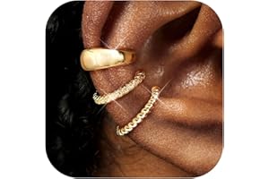 Diamday 3Pcs Ear Cuff for Women Clip On Earrings Gold Silver Ear Cuff No Piercing Adjustable Fake Earrings Cartilage Helix Earring Set Fake Piercings Hypoallergenic Ears Cuffs Earring Set