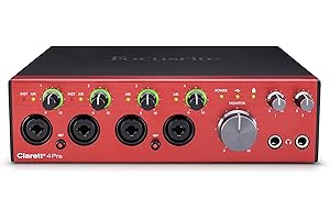 Interface audio USB haut de gamme Focusrite Clarett+ 4Pre pour les créateurs — enregistrements de haute qualité : quatre préamplis à faibles niveaux de bruit et de distorsion pour un son époustouflant