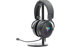 iTek H500 Gaming Headset - Gaming Headset mit abnehmbarem Mikrofon, 7.1 Surround-Kopfhörer, Externe Geräuschunterdrückung, RGB-LED-Beleuchtung, geeignet für PC und Konsole, schwarz, einstellbar.