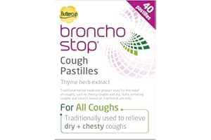 Bronchostop Cough Pastilles (40 Pastilles) - Relief for All Cough Types Including Chesty & Dry Coughs - Non Drowsy Anti Mucus Formula with Traditional Thyme Herb Extract