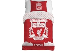 LIVERPOOL F.C. Character World oficjalny zestaw poszewek na kołdrę Liverpool FC, wzór w odcieniach | czerwona dwustronna dwustronna poszewka na pościel piłkarską oficjalny towar, w tym pasująca poszewka na poduszkę