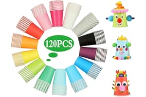 Liuer 120PCS Bicchieri di Carta USA e Getta per Feste,Bicchieri Acqua Biodegradabili Multicolore Bicchieri Monouso Caffé Bicchieri USA e Getta Bicchieri di Carta per Fai da Te,Vacanze,12 Colori