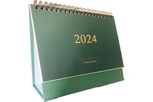 YIPUETERNITY Kalendarz biurkowy na rok 2023-2024, z klapką, 21 x 19 cm, od października 2023 do grudnia 2024 roku, kalendarz biurkowy, miesięczny, Ministerstwo Spraw Wewnętrznych - Chiny (zielony 1)