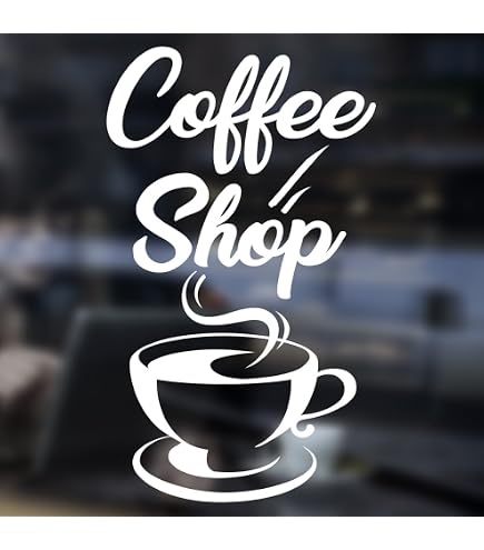 Wandaufkleber „Coffee Shop“ – 110x110 Cm, Schwarzes Vinyl, Selbstklebend – Perfekt Für Küche, Wohnzimmer Oder Café-Dekor
