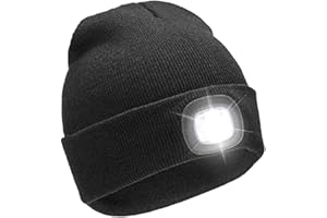 RockJock Mens Ladies Kids Long Lasting Warm LED Light beanie hat 3 Brightness Options for Camping, Walking, Running, Cycling