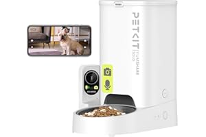 PETKIT Distributeur Croquettes Chat Automatique avec Caméra, WiFi 2.4 GHz, Vision Nocturne, Bol Inoxydable, Programmable Via Application, Jusqu'à 5 Repas par Jour