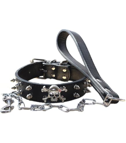Hundehalsband Mit Nieten – 5,1 Cm Breit, PU-Leder, Für Große Hunde Wie Pitbull, Schäferhund (Größe XL)