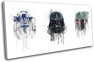 Bold Bloc Design - Star Wars Retro Paint Movie Greats 80x40cm SINGLE Canvas Art Print Box Framed Picture Wall Hanging - Hand Made In The UK - Framed And Ready To Hang