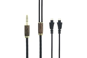 HANSNBY 4,4 mm symmetrischer Stecker 6N OCC Kupfer versilbertes Kabel 4,4 mm symmetrisches Kabel kompatibel mit Fostex TH-900 MKII, TH610, TH900 MK2 Premium-Kopfhörern, Walnussholzschale