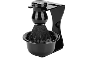 ‎PONGNAS Zestaw pędzli do golenia, Zestaw pędzli do golenia 3 w 1 Narzędzia do golenia, z pędzelkiem/uchwytem Stojak/miska, dla mężczyzn, którzy oczyszczają twarz/fryzjer/salon fryzjerski